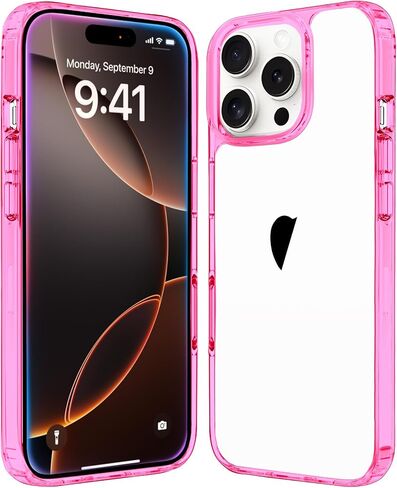 JJGoo Compatiable with iPhone 15 Pro Max Case Clear, Transparent Shockproof Phone Case, Slim Anti-Scratch Hard PC Back Protective Cover Bumper, Clear in Saudi Arabia
