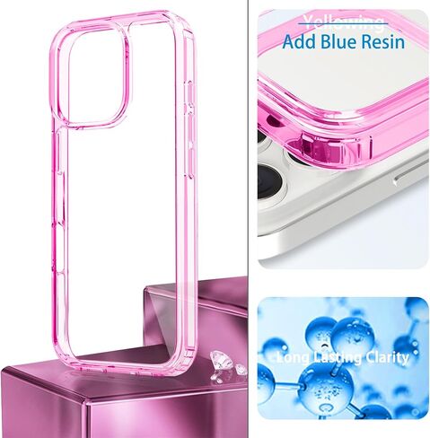JJGoo Compatiable with iPhone 15 Pro Max Case Clear, Transparent Shockproof Phone Case, Slim Anti-Scratch Hard PC Back Protective Cover Bumper, Clear in Saudi Arabia
