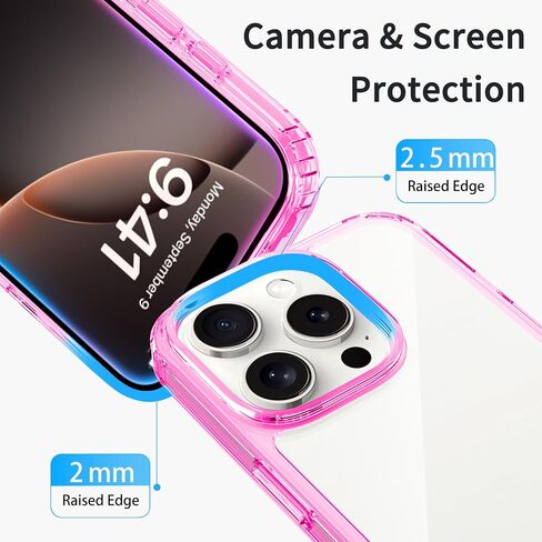 JJGoo Compatiable with iPhone 15 Pro Max Case Clear, Transparent Shockproof Phone Case, Slim Anti-Scratch Hard PC Back Protective Cover Bumper, Clear in Saudi Arabia