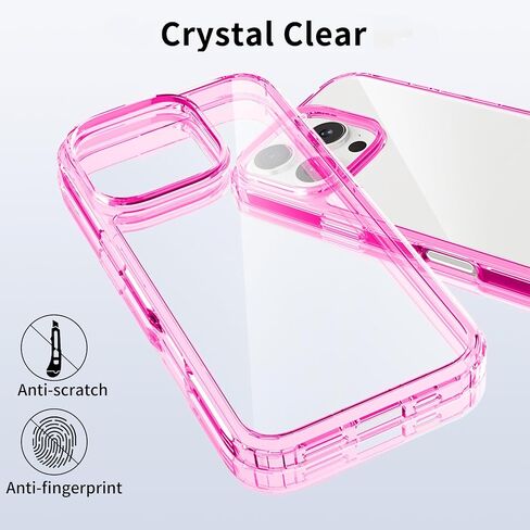 JJGoo Compatiable with iPhone 15 Pro Max Case Clear, Transparent Shockproof Phone Case, Slim Anti-Scratch Hard PC Back Protective Cover Bumper, Clear in Saudi Arabia