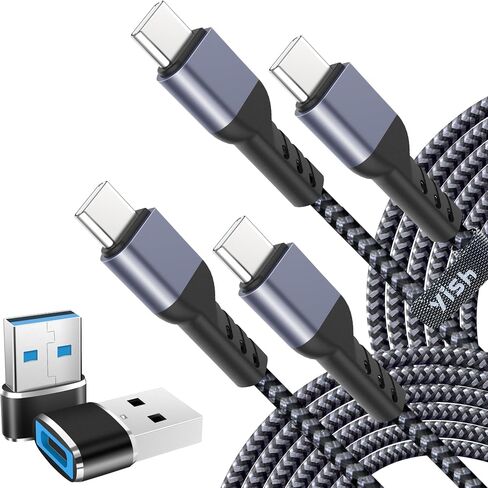 YISH USB C to USB C Cable, 60W PD3.0 USB C Cable Nylon Braided (3.3ft/1m, 2Pack), Type C Fast Charging Cable Compatible with iPhone 15 Pro Max Plus iPad MacBook Samsung 24/23 Switch Google Pixel in Saudi Arabia
