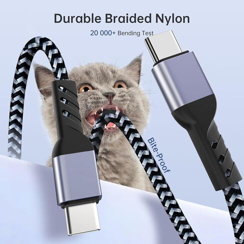 YISH USB C to USB C Cable, 60W PD3.0 USB C Cable Nylon Braided (3.3ft/1m, 2Pack), Type C Fast Charging Cable Compatible with iPhone 15 Pro Max Plus iPad MacBook Samsung 24/23 Switch Google Pixel in Saudi Arabia