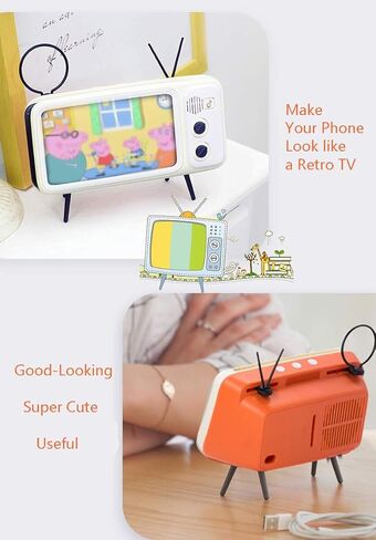 Unnfiko Retro TV Style حامل حامل ، مكتب كاريكاتير سطح المكتب Desket Mount ، Universal for iPhone X 6 7 8 Plus XS 14 13 11 Pro Max (TV Brown) in Kuwait