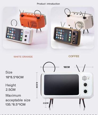 Unnfiko Retro TV Style حامل حامل ، مكتب كاريكاتير سطح المكتب Desket Mount ، Universal for iPhone X 6 7 8 Plus XS 14 13 11 Pro Max (TV Brown) in Kuwait
