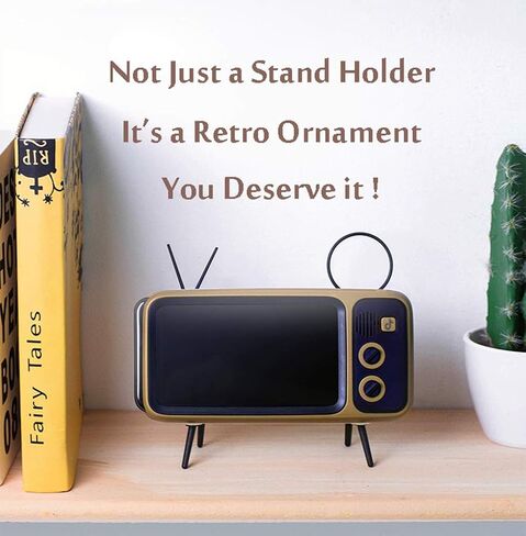 Unnfiko Retro TV Style حامل حامل ، مكتب كاريكاتير سطح المكتب Desket Mount ، Universal for iPhone X 6 7 8 Plus XS 14 13 11 Pro Max (TV Brown) in Kuwait