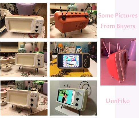 Unnfiko Retro TV Style حامل حامل ، مكتب كاريكاتير سطح المكتب Desket Mount ، Universal for iPhone X 6 7 8 Plus XS 14 13 11 Pro Max (TV Brown) in Kuwait