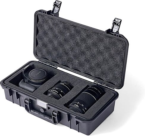 Waterproof Hard Storage Case For Canon EOS Rebel T7 DSLR Camera with EF18-55mm + EF 75-300mm Lens, Camera Protective Waterproof case with Foam (Camera/18-55mm&75-300mm Lenses case) in Kuwait