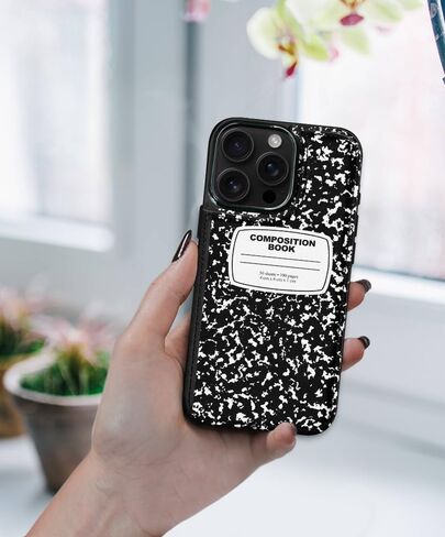 Fashionable Flip PU Leather Wallet Case with Card Holder, Kickstand Card Slots Case Compatible with Apple iPhone 16 Pro Max 6.9 inch 2024 - Black Composition Book in Kuwait