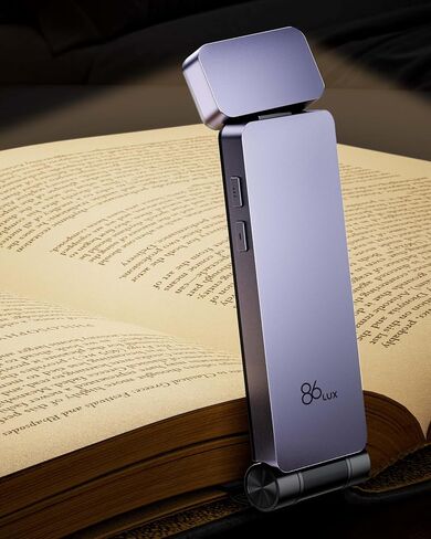 86lux Book Light, Rechargeable Clip-On LED Reading Light for Bed | 3 Color Temperatures with Stepless Dimming, Ultralight Bookmark Design for Book Lovers, Grey in Saudi Arabia