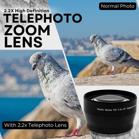 58mm 2.2x عدسة تليفوتوغرافية عالية الدقة من DSLR Canon EOS Rebel 70d 77d 80d 90d T8i T7i T6i T6S T6 T5i T5 T4i T3i T100 SL1 SL2 in Saudi Arabia