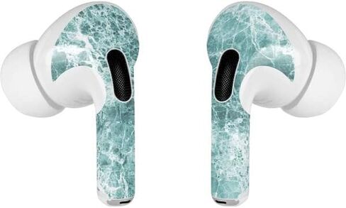 غلاف صوتي من Skinit متوافق مع Apple AirPods Pro (الجيل الثاني، 2022) بتصميم رخامي فيروزي مصمم في الأصل in Kuwait