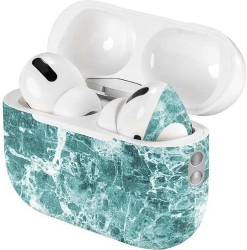 غلاف صوتي من Skinit متوافق مع Apple AirPods Pro (الجيل الثاني، 2022) بتصميم رخامي فيروزي مصمم في الأصل in Kuwait
