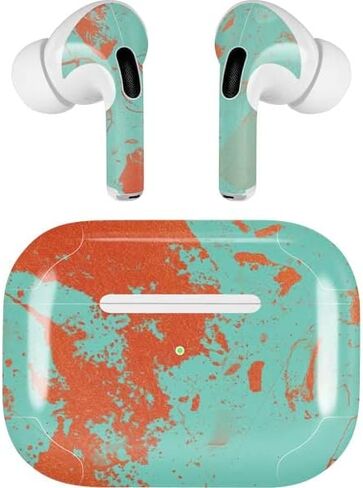 غلاف صوتي من Skinit متوافق مع Apple AirPods Pro (الجيل الثاني، 2022) بتصميم رخامي فيروزي مصمم في الأصل in Kuwait