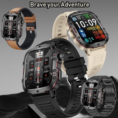Smart Watches for Men(Answer/Make Call) , 1.96" HD Fitness Tracker Watch with Blood Pressure/Heart Rate Monitor, 3ATM Waterproof Fitness Watch for Men, Smart Watch for Android/iOS Phones (Black) in Saudi Arabia