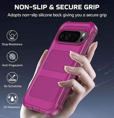 for Google Pixel 9 Pro XL Case with 2X Screen Protector + [Kickstand & Belt Clip Holster], Military-Grade Drop Protection Bumper Heavy Duty Phone Case for Google Pixel 9 Pro XL (Burgundy) in Kuwait