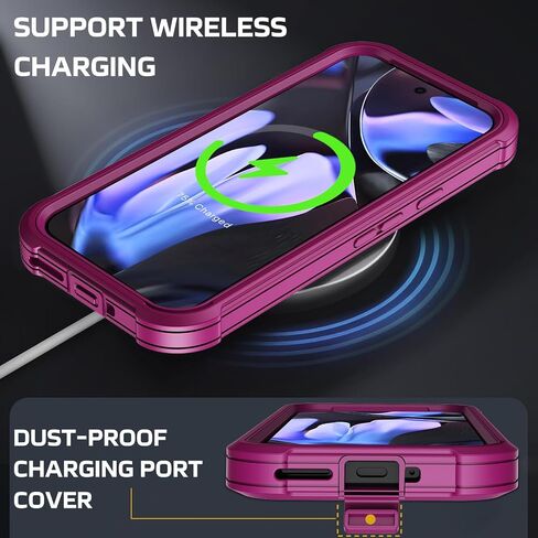 for Google Pixel 9 Pro XL Case with 2X Screen Protector + [Kickstand & Belt Clip Holster], Military-Grade Drop Protection Bumper Heavy Duty Phone Case for Google Pixel 9 Pro XL (Burgundy) in Kuwait