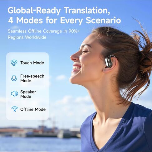 Real-Time AI Language Translator Earbuds, 3-in-1 Wireless Earbuds with 144 Languages & Accents, 60Hr Battery & Charging Case, APP-Enabled Translator Device for Travel, Business, iOS & Android (Grey) in Saudi Arabia