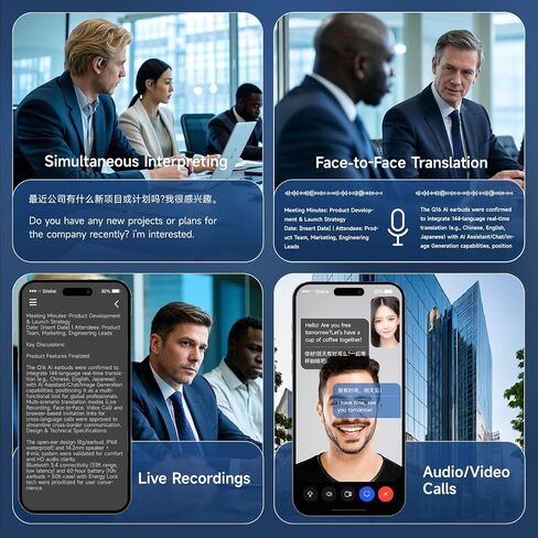 Real-Time AI Language Translator Earbuds, 3-in-1 Wireless Earbuds with 144 Languages & Accents, 60Hr Battery & Charging Case, APP-Enabled Translator Device for Travel, Business, iOS & Android (Grey) in Saudi Arabia