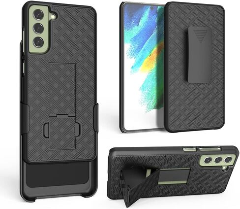 حافظة الحافظة لـ Sumsung Galaxy S24 Fe ، Combo Slim Shell Case للرجال الذين يعانون من Kickstand + Swivel Belt Clip 2024 إصدار فقط ، Black in Saudi Arabia