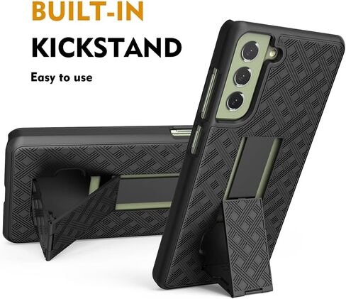 حافظة الحافظة لـ Sumsung Galaxy S24 Fe ، Combo Slim Shell Case للرجال الذين يعانون من Kickstand + Swivel Belt Clip 2024 إصدار فقط ، Black in Saudi Arabia