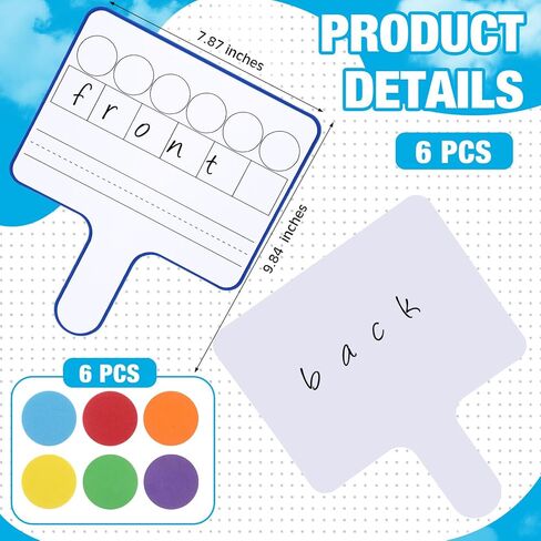 Seajan 6 Pcs Magnetic Paddle Set Education Dry Erase Double Side Handheld Answer Board with Magnetic Counters Discs Phonemic Awareness Phonics Games Toy for Students Kids Teaching (Single Magnetic) in Kuwait