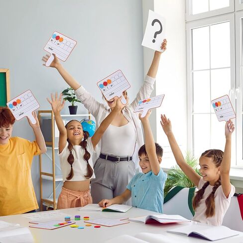 Seajan 6 Pcs Magnetic Paddle Set Education Dry Erase Double Side Handheld Answer Board with Magnetic Counters Discs Phonemic Awareness Phonics Games Toy for Students Kids Teaching (Single Magnetic) in Kuwait