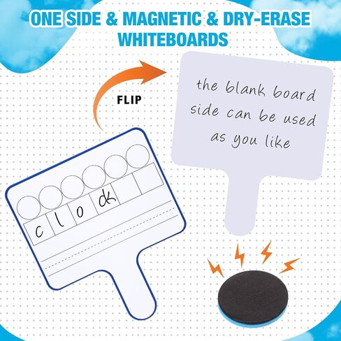 Seajan 6 Pcs Magnetic Paddle Set Education Dry Erase Double Side Handheld Answer Board with Magnetic Counters Discs Phonemic Awareness Phonics Games Toy for Students Kids Teaching (Single Magnetic) in Kuwait