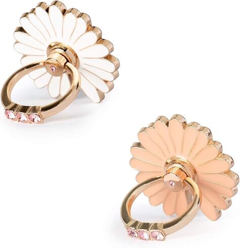 Finger Ring Stand, 2 Pack Luxury Glitter Diamond Universal Metal Smartphone Finger Ring Grip Holder Kickstand for iPhone/iPad/Samsung/HTC/Nokia/Cellphones/Tablet,Round[White+Pink] in Saudi Arabia