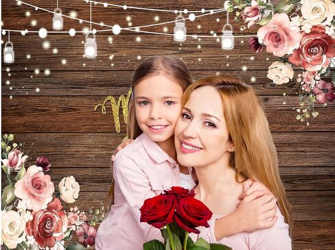 CHAIYA 7x5ft Happy Mother's Day Backdrop Rustic Wood Floral Mother's Day Background Mother's Gift Wall Decoration Banner CY-262 in Saudi Arabia