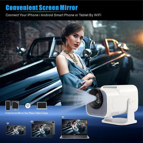 Mini Projector,HY320 Mini 4K 200 ANSI Projector with Wifi 6 and Bluetooth 5, Portable Projector Auto Keystone Correction,30"-130" Screen,180°Rotatable, Android 11.0 Smart Movie Projector in Saudi Arabia