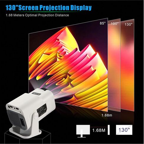 Mini Projector,HY320 Mini 4K 200 ANSI Projector with Wifi 6 and Bluetooth 5, Portable Projector Auto Keystone Correction,30"-130" Screen,180°Rotatable, Android 11.0 Smart Movie Projector in Saudi Arabia