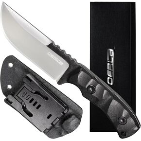 OERLA TAC Knives OLHM-012 Fixed Blade Outdoor Duty Small Cleaver Knife 420HC Stonewashed Stainless Steel Field Knife with G10 Handle Waist Clip EDC Kydex Sheath (Black)