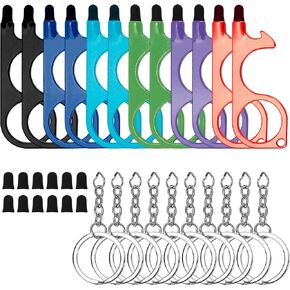 12Pcs No Touch Door Opener Tool with Stylus, Multifunctional Key Touchless Door Opener with Keychain Tool Button Pusher Bulk Heavy-duty Reusable Safe Touch Tool - Germ Key Tool