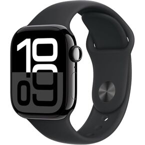Apple Watch Series 10 [GPS + Cellular, 42mm] - Jet Black Aluminum Case with Black Sport Band, S/M (Renewed Premium)