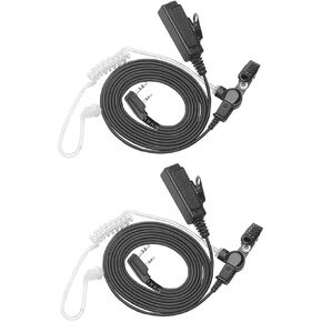 2Pack Walkie Talkies Earpieces Big PTT with MIC 2 Pin Covert Air Acoustic Tube Headset for Baofeng UV5R Retevis H-777 Two Way Radio
