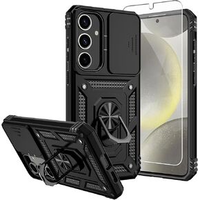for Samsung Galaxy S25 Case,Galaxy S24 Case,with Screen Protectors and Camera Cover,[Military Grade] 16ft.Drop Tested Cover with Magnetic Kickstand Protective Case for Galaxy S25, Blue