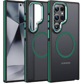 JAME for Samsung Galaxy S24 Ultra Case, [Compatible with Magsafe] [Military Grade Protection] [Anty-Slip Grip] Gorgeous Protective Camera Bezel Galaxy S24 Ultra Magnetic Translucent Matte Case, Orange