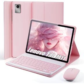 Keyboard Case for Lenovo Tab M11 / Tab K11 LTE 2024 11 Inch - Mouse and Detachable Keyboard PU Leather Cover Case Auto Sleep/Wake - Pink