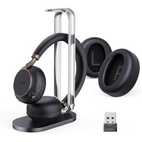 Yealink BH76 UC Wireless Headset for Work, Bluetooth Headsets with 5X Microphone Active Noise Cancelling, Retractable Mic Arm, ANC Business Headsets for PC Teams Zoom Meeting Call, up to 35h Talking