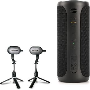 SOWO Wireless Dual Bluetooth Speakers Set, Adjustable Stands 2Pcs, High-Fidelity Stereo Sound, Smart Pairing Sync, Surround Sound with Portable Lightweight Case for Home, Travel, Party, Birthday