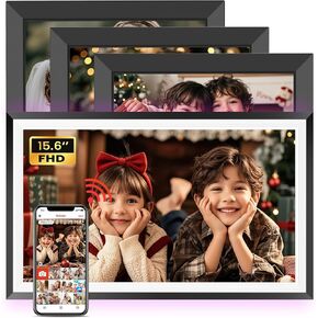 4 Pack- Frameo 10.1 Inch Smart WiFi Digital Picture Frame with 32GB Memory+15.6" Large Digital Photo Frame with LED Light 1920 * 1080 FHD IPS Touch Screen