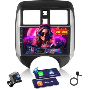 [2+64GB] Inefala for Nissan Versa Note 2014-2018 Android Car Radio Stereo with Wireless Carplay Android Auto, 9 Inch HD Touchscreen with GPS WiFi Bluetooth FM/RDS EQ SWC 26UI Backup Camera MIC
