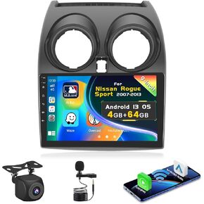 [4+64G] Inefala Car Stereo Radio for Nissan Rogue Sport 2007-2013 𝐰𝐢𝐭𝐡 𝐉-𝐁-𝐋 with Wireless Carplay Android Auto, 9 Inch Touchscreen with WiFi GPS Bluetooth5.0 FM/RDS 32EQ SWC Backup Camera