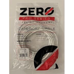 Zero Pro Series Cat 6 Category Cable Ethernet, 25 ft, White