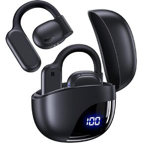 سماعات الأذن المفتوحة 80H وقت اللعب بوتوث الأذن براعم اللاسلكي مع earhooks IPX7 مقاومة للماء التحكم في الهواء توصيل السماعات الرياضية بلوتوث 5.3 سماعات الأذن للتمرين الأسود تشغيل الأسود