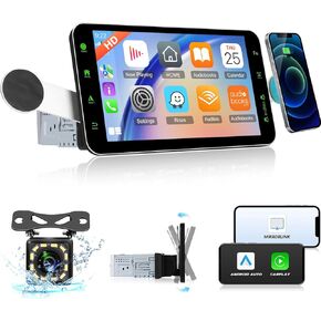SENED DIN Wireless Apple Car Car Stereo - 9 بوصة HD HD Touchscreen Android Auto Car Radio مع حاملات الهواتف المغناطيسية - إعدادات EQ ، راديو FM/AM/RDS ، BT 5.0 ، رابط المرآة ، SWC + View Camera