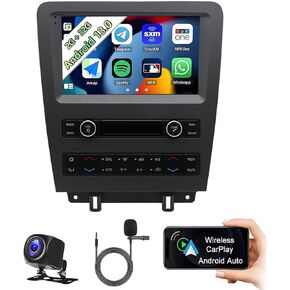 Car Stereo for Ford Mustang 2010 2011 2012 2013 2014,9'' Touch Screen Car Radio with Wireless Carplay Android Auto,2G+32G Carplay Stereo Screen Support GPS Bluetooth FM Backup Camera SWC HiFi Audio