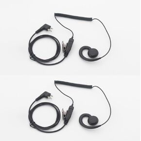 G-Shaped Headset, Coil Cable with Lapel PTT and Speaker Microphone, Compatible with Motorola CP200 GP2000 XU1100 GP300 Handheld Two-Way Radio（2packs）