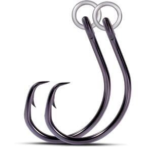 9KM DWLIFE Circle Hooks 4X Strong Corrosion-Resistant High-Carbon Steel Fishing Hooks with Ring for Catfish, Bass Saltwater Circle Hooks 25Pcs