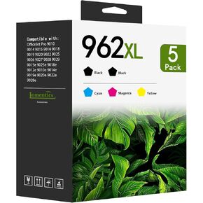 962XL Ink Cartridges Combo Pack (5-Pack, 2Black/1Cyan/1Magenta/1Yellow) Compatible 962XL 962 Ink Cartridges OfficeJet 9018 9019 9020 9022 9025 9010 9014 9015 9016 Printer